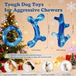 Furdog 3Pack Dog Toys for Aggressive Chewers Dog Chew Toy Tough Dog Toys to Keep Them Busy Bacon Flavor Teething Chew Toys & Dental Health for Large Medium Small Breeds (Blue)