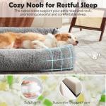 JOEJOY Dog Bed Medium Size Dog, Removable Washable Cover Orthopedic Soft Faux Rabbit Fur Pet Bed, Cute Calming Puppy Bed with Non Skid Bottom