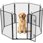 ZOMISIA Paw Safe Dog Playpen for Large Dogs, 40 Inch 8 Panels Anti-Pinch Diamond Mesh Dog Fence Indoors, Metal Stable Dog Play Pen with Door, Portable Pet Playpen for Outdoor RV Camping Yard Garden
