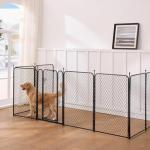 ZOMISIA Paw Safe Dog Playpen for Large Dogs, 40 Inch 8 Panels Anti-Pinch Diamond Mesh Dog Fence Indoors, Metal Stable Dog Play Pen with Door, Portable Pet Playpen for Outdoor RV Camping Yard Garden