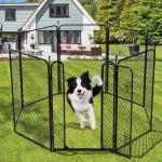 ZOMISIA Paw Safe Dog Playpen for Large Dogs, 40 Inch 8 Panels Anti-Pinch Diamond Mesh Dog Fence Indoors, Metal Stable Dog Play Pen with Door, Portable Pet Playpen for Outdoor RV Camping Yard Garden