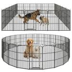 HomniTacX Metal Dog Playpen 47" 24 Panels with 2 Doors for Medium Large Dogs, Indoor Outdoor Exercise Pen for Yard RV Camping, Thickened Steel Tube, Gravity Lock & Ball Head Iron Rods