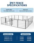 Outdoor Dog Playpen,Heavy Duty Metal Pet Exercise Pen,32 Inch, 16 Panels Metal Dog Fence with Gate, Pet Fence for Large/Small Dogs, Portable Dog Fence for RV Camping, Yard