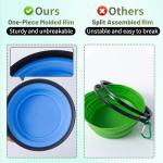 SLSON Dog Bowls Collapsible Pet Travel Feeder, 2Pack Integrated Molded Reinforced Rim Cat Water Dish Lightweight Foldable Food Dispenser for Pets Walking Parking Camping,Green and Blue,Small