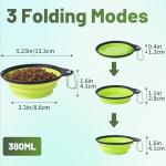 SLSON Dog Bowls Collapsible Pet Travel Feeder, 2Pack Integrated Molded Reinforced Rim Cat Water Dish Lightweight Foldable Food Dispenser for Pets Walking Parking Camping,Green and Blue,Small