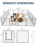 Outdoor Dog Playpen,Heavy Duty Metal Pet Exercise Pen,32 Inch, 16 Panels Metal Dog Fence with Gate, Pet Fence for Large/Small Dogs, Portable Dog Fence for RV Camping, Yard