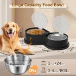 Newget Stainless Steel Dog Bowl Set with Lids, 304 Metal Dual Food & Water Bowls for Dogs & Cats, Foldable Pet Feeder with Cover Keeps Food Fresh, Anti-Skid Dog Dish for Small/Medium/Large Pets