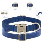 Genuine Leather Dog Collar - Adjustable Pet Collar with Quick Release Metal Buckle, Soft Skin Friendly Real Leather Collar for Small, Medium, Large Dogs (Blue, M：Fit 12-20" Neck)