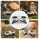 Elevated Dog Bowls Stand, Portable Travel Dog Bowls with Collapsible Silicone Double Diner Bowl, 5 Cups Capacity Food and Water Bowl with No Spill Edge Non-Slip Stand,Ideal for Medium & Large Dogs