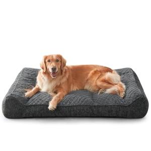 JOEJOY XL Orthopedic Dog Beds Large Sized Dog, Extra Thick Supportive Big Dogs Couch Bed with Sides, Ultra Soft Pet Bed Sofa for Large Dogs, Grey, 42''x30''