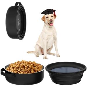 Xuyub 40 Oz Travel Dog Bowls with Lid 2in1 BPA-Free Collapsible Dog Water Bowl, Stainless Steel Dog Food Bowl, Portable Dog Bowls Leakproof - Dog Trip Camping Travel Essentials