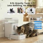 Gardner Pet 2.2 Gallon Automatic Dog Water Bowl Dispenser 8.5L Gravity Water Feeder with Stainless Steel Bowl & Maifan Stone Filter, BPA-Free for for Cats and Dogs (White, 2.2 Gallon)