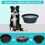 Xuyub 40 Oz Travel Dog Bowls with Lid 2in1 BPA-Free Collapsible Dog Water Bowl, Stainless Steel Dog Food Bowl, Portable Dog Bowls Leakproof - Dog Trip Camping Travel Essentials