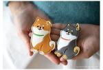 Shiba Inu Leather AirTag Keychain Holder