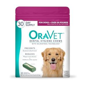 ORAVET Dental Chews for Large Dogs, 30 Count