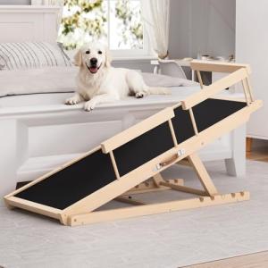 Adjustable Wooden Dog Ramp for Beds and Cars