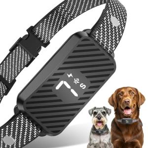 KJKZO Dog Bark Collar for Large Medium Small Dogs, Effective No-Bark Collar, Smart Barking Collar, Rechargeable Bark Collar with 7 Sensitivity, 3 Modes, Waterproof, Light Black