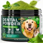 Dog Dental Powder, Dog Teeth Cleaning Powder with Natural Herbal Blend, Plaque Off Pet Tooth Cleaning lab co, Targets Tartar & Reduces Plaque & Bad Breath for Dogs & Cats, Mint -150Grams