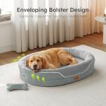 CWAWZ XL Orthopedic Dog Bed, Extra Large Dog Bed, Dog Sofa for Large Sized Dogs with Full-Surround Bolsters, Dual-Sided Dog Cooling Bed with Memory Foam, Washable Sofa with Nonslip Bottom, Light Grey