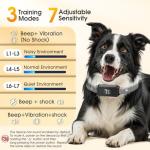 KJKZO Dog Bark Collar for Large Medium Small Dogs, Effective No-Bark Collar, Smart Barking Collar, Rechargeable Bark Collar with 7 Sensitivity, 3 Modes, Waterproof, Light Black