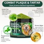 Dog Dental Powder, Dog Teeth Cleaning Powder with Natural Herbal Blend, Plaque Off Pet Tooth Cleaning lab co, Targets Tartar & Reduces Plaque & Bad Breath for Dogs & Cats, Mint -150Grams