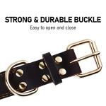 DAIHAQIKO Leather Dog Collar, Heavy Duty Wide Dog Collar for Small,Medium,Large and Extra Large Dogs (M: 1" Wide for 15.2"-19.2" Neck, Dual Stitch - Brown)