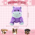 OraneeeO Plush Squeaky Toys for Dogs, Stuffed Hippo Toys with Crinkle to Keep Them Busy, Puppy Teething Toys for Indoor & Outdoor Play, Best Birthday Gift for Medium Breed