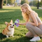 OraneeeO Plush Squeaky Toys for Dogs, Stuffed Hippo Toys with Crinkle to Keep Them Busy, Puppy Teething Toys for Indoor & Outdoor Play, Best Birthday Gift for Medium Breed