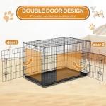 Aidoly Dog Crate - 36 Inch Medium Double Door Portable Dog Cage, Metal Wire Pet Kennel with Secure Lock, Leak-Proof Pan Tray, Foldable Design for Dogs Pets Indoor Training and Outdoor Trave