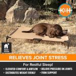 K&H Pet Products Cooling Elevated Dog Bed, Outdoor Raised Cot with Waterproof Breathable Mesh for Medium Dogs, Portable Place Bed with Heavy-Duty Metal Frame & Hammock Style Cover - Medium Tan
