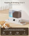 ROJECO Automatic Cat Feeder and Water Dispenser,36Cups/8.5L 2-in-1 Stainless Steel Bowls Large Capacity Cat Food Dispenser and Gravity Water Fountain for Cats Small Dogs Puppies Kittens Pets