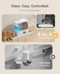 ROJECO Automatic Cat Feeder and Water Dispenser,36Cups/8.5L 2-in-1 Stainless Steel Bowls Large Capacity Cat Food Dispenser and Gravity Water Fountain for Cats Small Dogs Puppies Kittens Pets