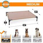 K&H Pet Products Cooling Elevated Dog Bed, Outdoor Raised Cot with Waterproof Breathable Mesh for Medium Dogs, Portable Place Bed with Heavy-Duty Metal Frame & Hammock Style Cover - Medium Tan