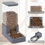 Wefeedy Stainless Steel Cat Feeder and Water Dispenser,Gravity Waterer & Food Feeder Set with Stainless Steel,Large Capacity Pet Food Bowl for Small Medium Dog Pets Puppy Kitten(Grey,1 Gallon)