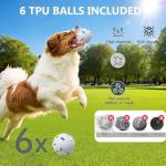 GaleKoon Automatic Ball Launcher for Dogs, Dog Ball Launcher with 6 ETPU 2.3” Balls, Adjustable Distance Thrower for Indoor & Outdoor Fetch Play, Interactive Pet Toy for Small & Medium Dogs