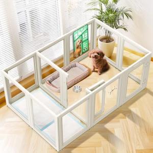 FXW AuraSpace Acrylic Indoor Dog Playpen for Puppies and Small Dogs, 24 Inch, 12 Panels, White