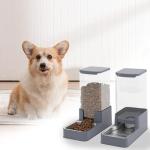 Wefeedy Stainless Steel Cat Feeder and Water Dispenser,Gravity Waterer & Food Feeder Set with Stainless Steel,Large Capacity Pet Food Bowl for Small Medium Dog Pets Puppy Kitten(Grey,1 Gallon)