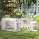 DUMOS Dog Playpen 6 Panel 24" Plastic Exercise Pen with Door Small Puppy, Medium Dogs Animal Pet for Outdoor, Garden, Yard, RV Camping - White