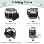 Love's cabin Pet Puppy Dog Playpen, Medium Dog Tent Crates Cage Indoor/Outdoor, Portable Playpen for Cat, Foldable Pop Up Dog Kennel Playpen with Carring Case, Removable Zipper Top, Grey