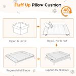 Elevated Dog Bed with Removable Fluffy Pillow Cushion, Raised Pet Cot Washable Bolster, Dog Couch Sofa, Anti Slip Feet, Cream, 43"×32"