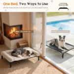 Elevated Dog Bed with Removable Fluffy Pillow Cushion, Raised Pet Cot Washable Bolster, Dog Couch Sofa, Anti Slip Feet, Cream, 43"×32"