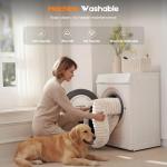 Elevated Dog Bed with Removable Fluffy Pillow Cushion, Raised Pet Cot Washable Bolster, Dog Couch Sofa, Anti Slip Feet, Cream, 43"×32"