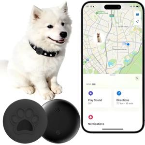 Dog Trackers Smart Pet Tracker for Collar Dog Trackers Pet Location Tracker with Holder No Monthly Fee Compatible with Apple Find My (iOS Only Not for Android) Anti-Lost Device for Pets Bag Straps