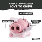 Barkbox Hambone Super Chewer Tough Dog Chew Toy for Aggressive Chewers, Plush Cover with Rubber Core - 2 Toys in 1 – Two Layer Treat Dispensing Dog Toy for Large Dogs