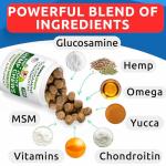 Hemp Hip & Joint Supplement for Dogs - Glucosamine for Dogs - Dog Joint Pain Relief Treats - Chondroitin, MSM - Mobility & Flexibility Support - Advanced Joint Care & Health - Made in USA (120Ct)