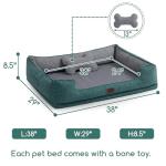 Hollypet Orthopedic Rectangle Dog Bed for Large Dogs, Supportive Egg-Crate Foam Pet Beds with Removable Washable Waterproof Cover and Non-Slip Bottom, Green, 38" L x 29" W x 8.5" Th