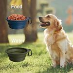 PetBonus 2-Pack Silicone Collapsible Dog Bowls, BPA Free Dishwasher Safe, Portable Foldable Expandable Travel Bowl, Food Water Feeding Cup Dish for Dogs Cats with 2 Carabiners (Army Green, Navy Blue)