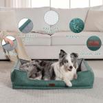 Hollypet Orthopedic Rectangle Dog Bed for Large Dogs, Supportive Egg-Crate Foam Pet Beds with Removable Washable Waterproof Cover and Non-Slip Bottom, Green, 38" L x 29" W x 8.5" Th