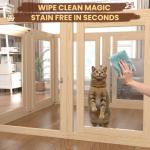 8 Panels Dog Playpen with Door, 23.6" H Pet Playpen Indoor, Clear Acrylic Puppy Playpens, Wooden Puppy Fence with Gate, Transparent Dog Pens, Pet Pen Indoor for Dogs, Cats, Rabbit, Small and Medium