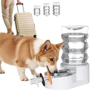 RIZZARI Automatic Gravity Pet Dispenser: 6.5L Large Capacity -No Power Needed -Stainless Steel with Triple Filter & Brush for Medium Dogs -Multiple Pets - Busy Pet Owners - Living Room -Kennel